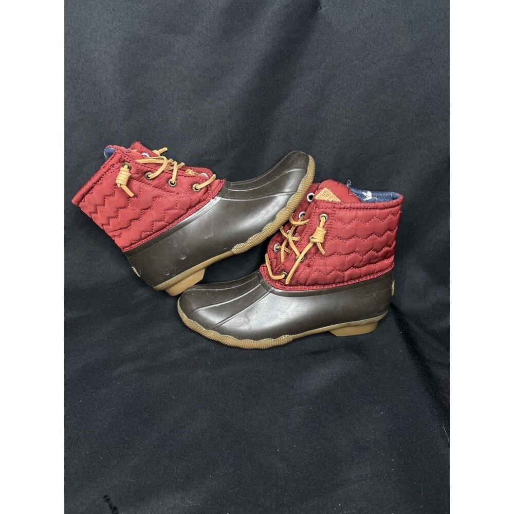 Sperry Top-Sider Saltwater Duck Boot Quilted Wine Womens Size 8 STS84368 Red